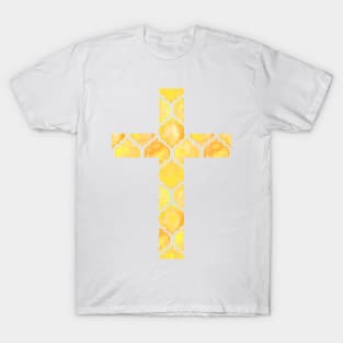 Yellow Easter Cross Design T-Shirt